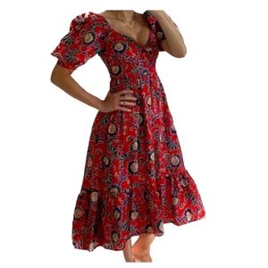 HOUSE OF HARLOW 1960 Red Floral Cottage Core Prairie